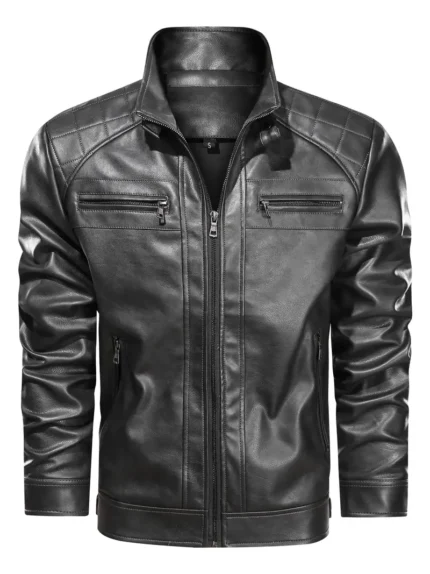 Herren Retro PU Lederjacke